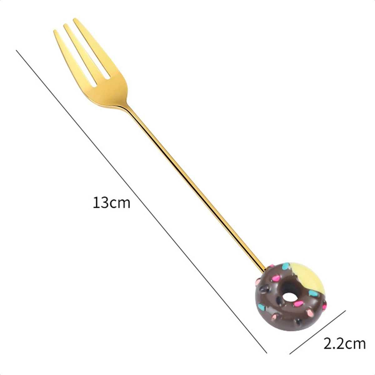 Gebaksvorkjes Donut Set Van 4 Taartvorkjes - Goud 2 Gebaksvorkjes Donut Set Van 4 Taartvorkjes - Goud - Image 2