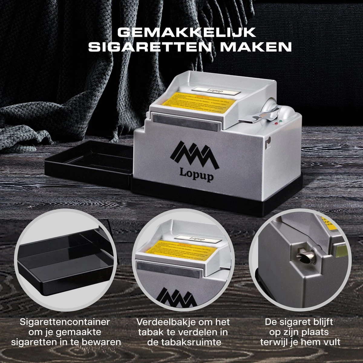 Lopup® Elektrische Sigarettenmaker - Sigarettenmakers - Sigaretten Maker Electrisch - Hulzenstopper - Sigaretten - Exclusieve NL Handleiding - Zilver 3 Lopup® Elektrische Sigarettenmaker - Sigarettenmakers - Sigaretten Maker Electrisch - Hulzenstopper - Sigaretten - Exclusieve NL Handleiding - Zilver - Image 3