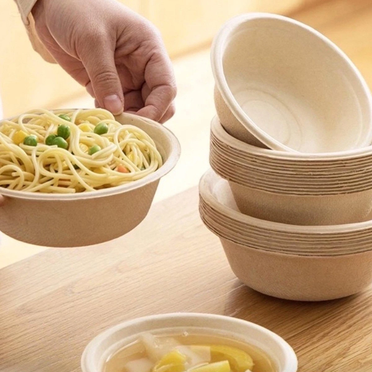 BIO Wegwerp Soepkommen 50 Stuks - Schaaltje Suikerriet 400ml - Natuur 3 BIO Wegwerp Soepkommen 50 Stuks - Schaaltje Suikerriet 400ml - Natuur - Image 3