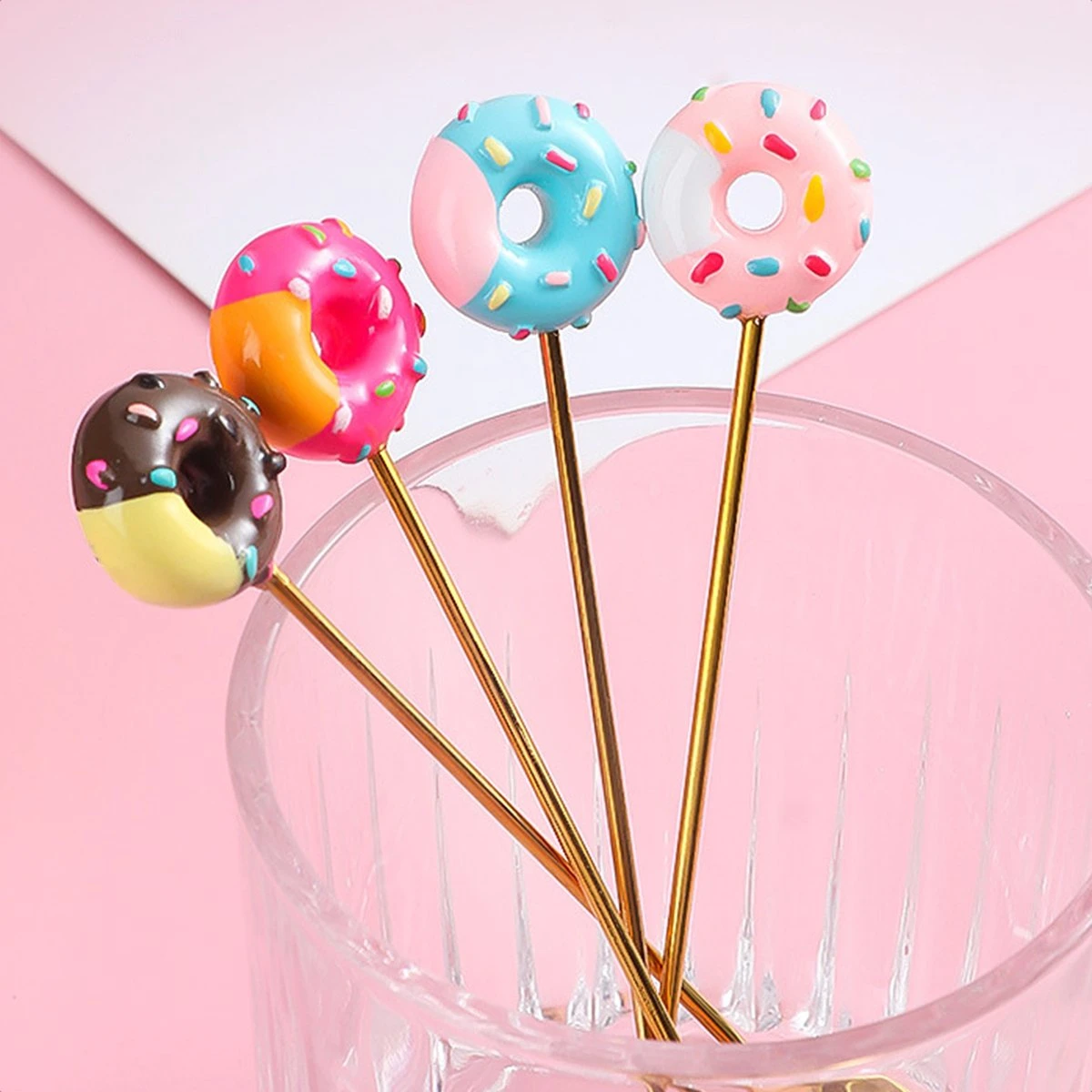 Gebaksvorkjes Donut Set Van 4 Taartvorkjes - Goud 4 Gebaksvorkjes Donut Set Van 4 Taartvorkjes - Goud - Image 4