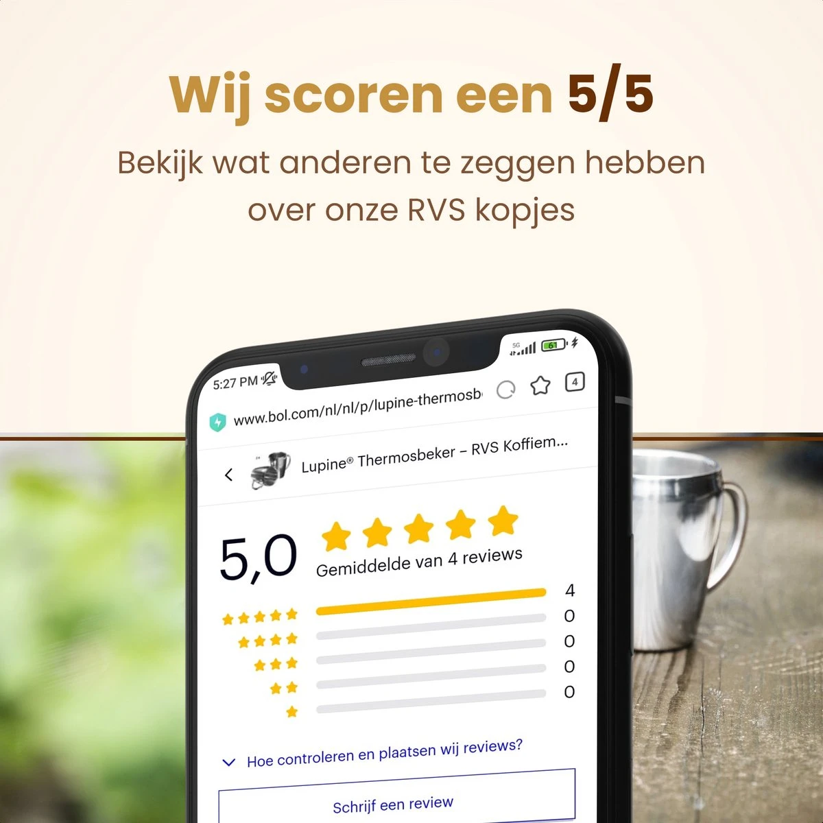 Lupine Beker RVS Dubbelwandig 200ml Lang Warm Set Van 2 Kopjes Mooie Set Bekers Van Roestvrij Staal 4 Lupine Beker RVS Dubbelwandig 200ml Lang Warm Set Van 2 Kopjes Mooie Set Bekers Van Roestvrij Staal - Image 4