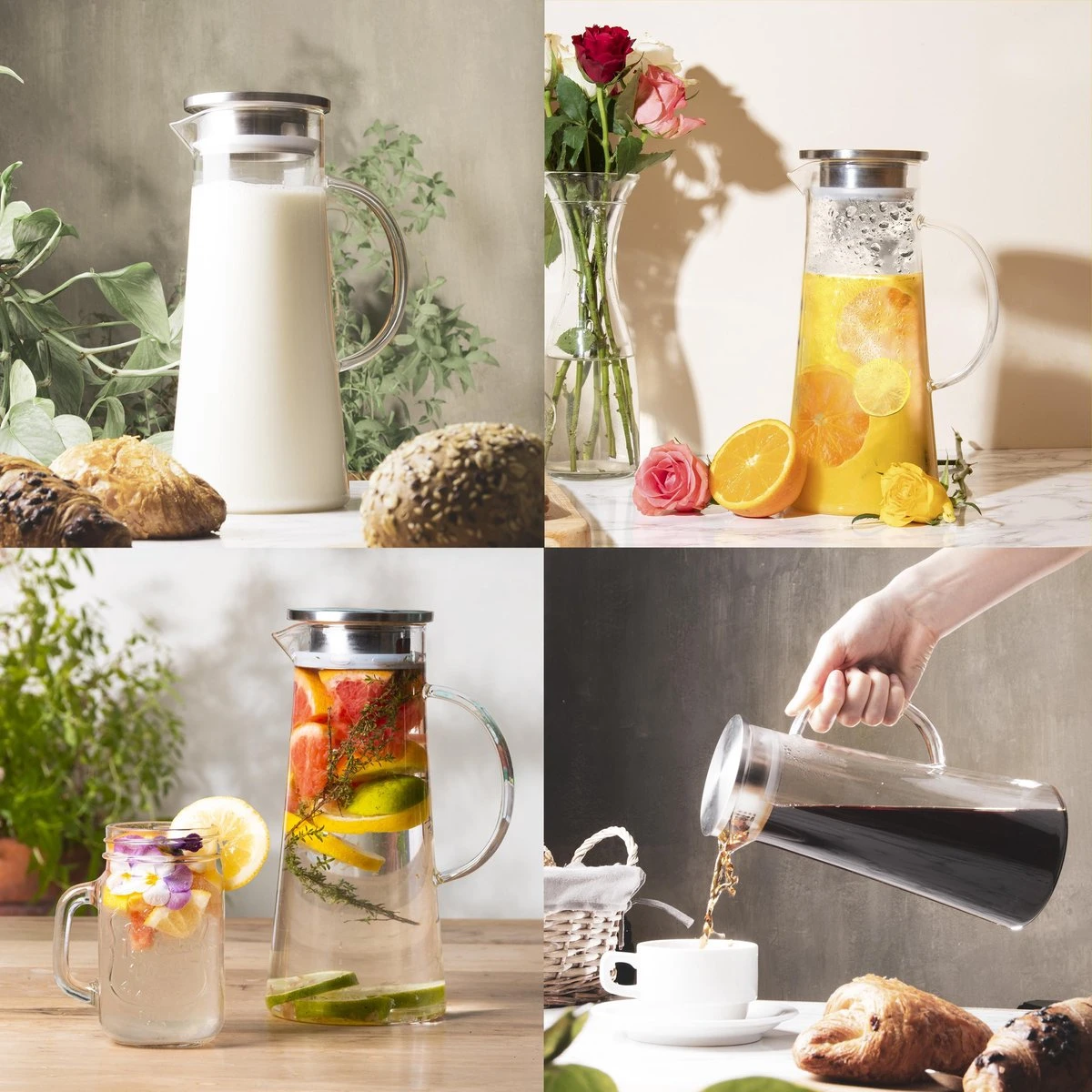 MÊZON® Schenkkan - Glazen Waterkan - Waterkaraf Voor Fruitwater - Multifunctionele Decanteer Karaf - Kan Met Deksel - 1.5L Capaciteit 6 MÊZON® Schenkkan - Glazen Waterkan - Waterkaraf Voor Fruitwater - Multifunctionele Decanteer Karaf - Kan Met Deksel - 1.5L Capaciteit - Image 6