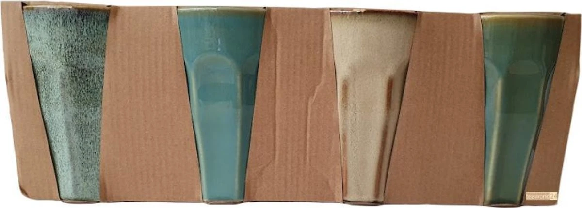 Merkloos Melkbekers - 4x Stuks - Diverse Kleuren - Porselein - 330 Ml 2 Merkloos Melkbekers - 4x Stuks - Diverse Kleuren - Porselein - 330 Ml - Image 2