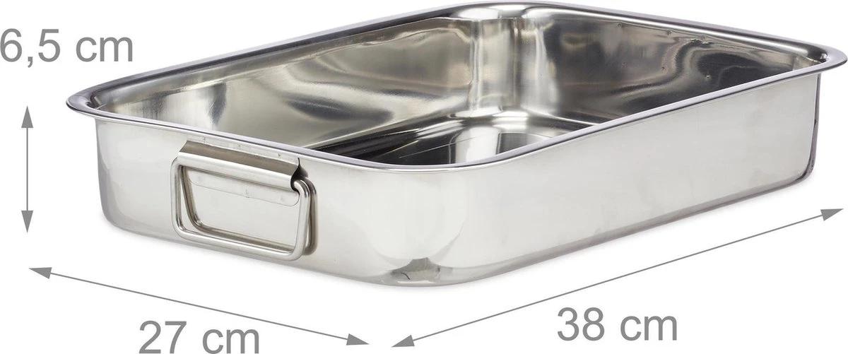 Relaxdays Braadslede Met Rooster - Edelstaal - Ovenschaal - Braadpan - Braadslee - Zilver - L 5 Relaxdays Braadslede Met Rooster - Edelstaal - Ovenschaal - Braadpan - Braadslee - Zilver - L - Image 5