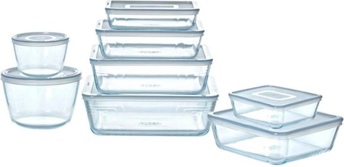 Pyrex - Cook & Freeze Schaal Met Deksel Set Van 8 Stuks - Transparant/Wit 2 Pyrex - Cook & Freeze Schaal Met Deksel Set Van 8 Stuks - Transparant/Wit - Image 2