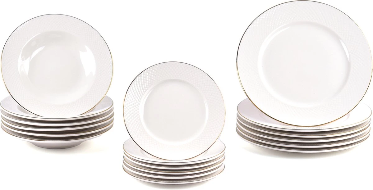 LeRijn® Serviesset Deventer 6 Persoons - 18 Delig - Licht Crème Wit Met Gouden Rand En Motief - Dinerborden - Soepborden - Dessertborden - Borden Servies - Bordenset 11 LeRijn® Serviesset Deventer 6 Persoons - 18 Delig - Licht Crème Wit Met Gouden Rand En Motief - Dinerborden - Soepborden - Dessertborden - Borden Servies - Bordenset - Image 11