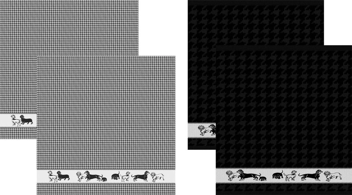 DDDDD Saar - 2x Theedoek & 2x Keukendoek - Black 1 DDDDD Saar - 2x Theedoek & 2x Keukendoek - Black