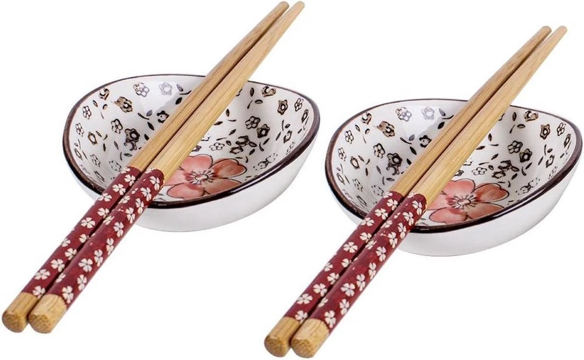 Winkrs | 2 Persoons Japanse Sushi Servies Set (rood) Met Eetstokjes, Kommetjes En Opleggers Voor Stokjes 4 Winkrs | 2 Persoons Japanse Sushi Servies Set (rood) Met Eetstokjes, Kommetjes En Opleggers Voor Stokjes - Image 4