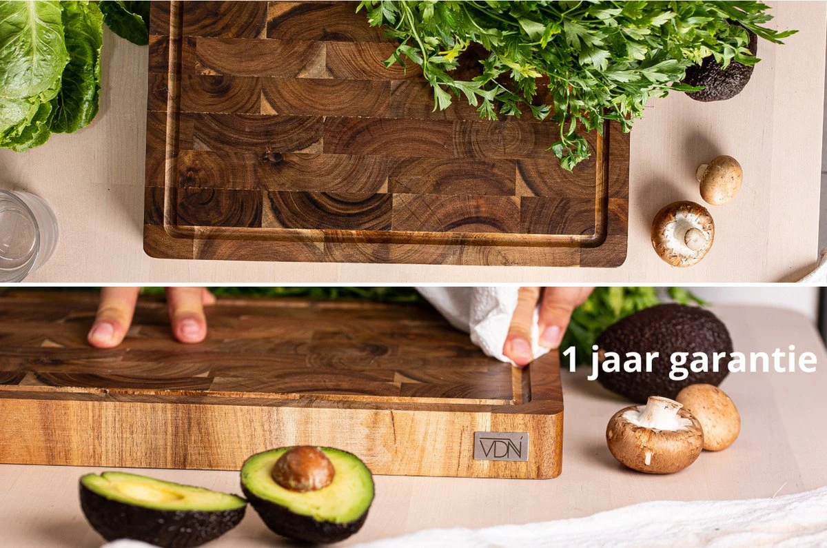 VDN Professionele Snijplank Acacia Hout Met Sapgeul En Handvatten – Hakblok 26x38x3.5 Cm 2 VDN Professionele Snijplank Acacia Hout Met Sapgeul En Handvatten – Hakblok 26x38x3.5 Cm - Image 2