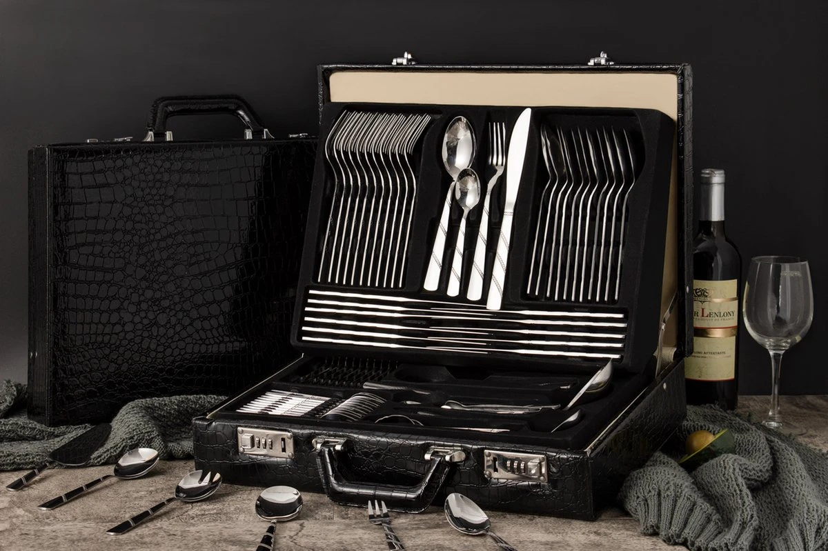 Swiss Pro+ Bestekset In Koffer-72 Delig-12 Persoons-Zwitsers Kwaliteit-Complete Set-100% Roestvrijstaal-Modern 10 Swiss Pro+ Bestekset In Koffer-72 Delig-12 Persoons-Zwitsers Kwaliteit-Complete Set-100% Roestvrijstaal-Modern - Image 10