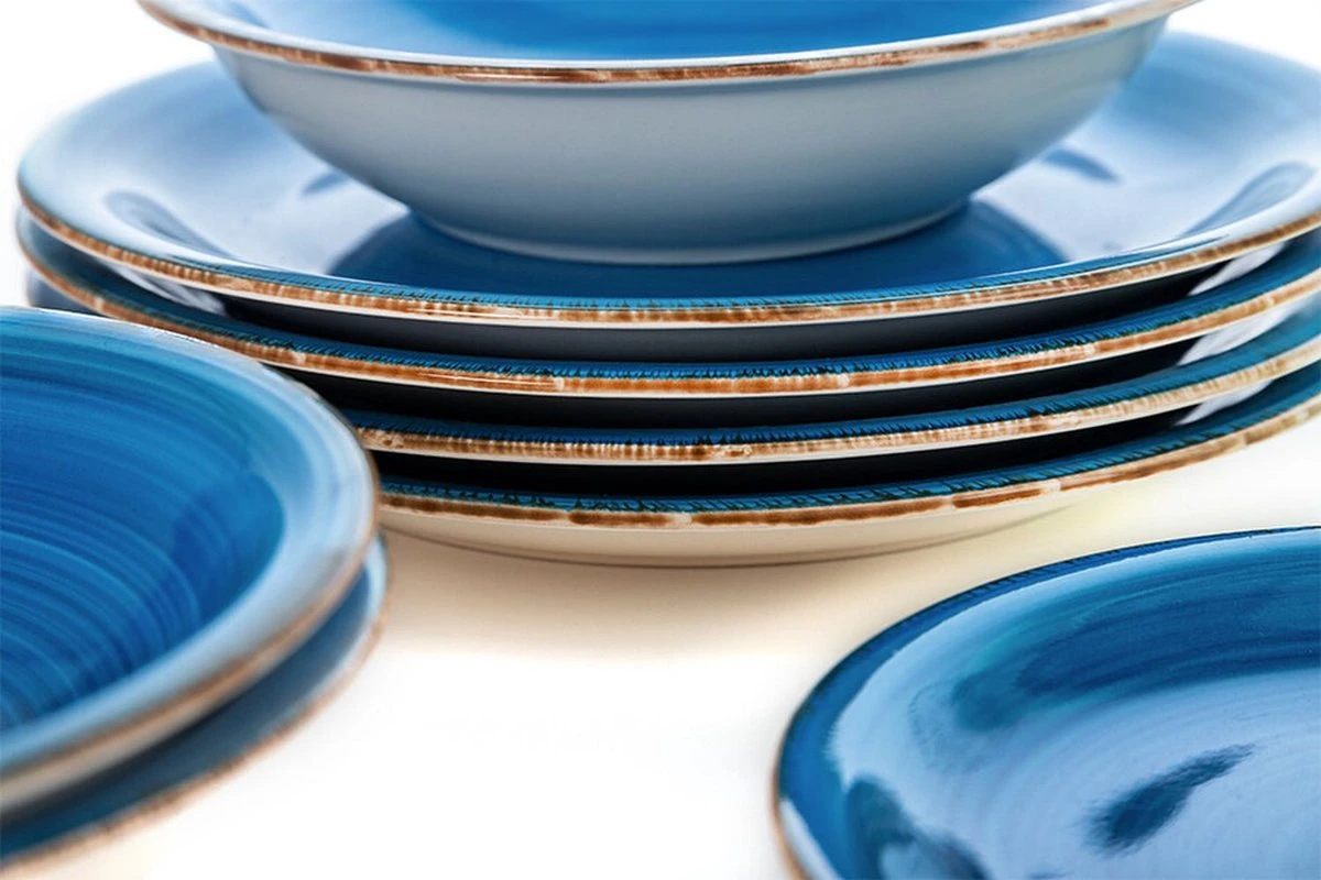 Quid | 18-delige Bordenset | Aardenwerk Bordenset | Vita Azul | Blauw 2 Quid | 18-delige Bordenset | Aardenwerk Bordenset | Vita Azul | Blauw - Image 2