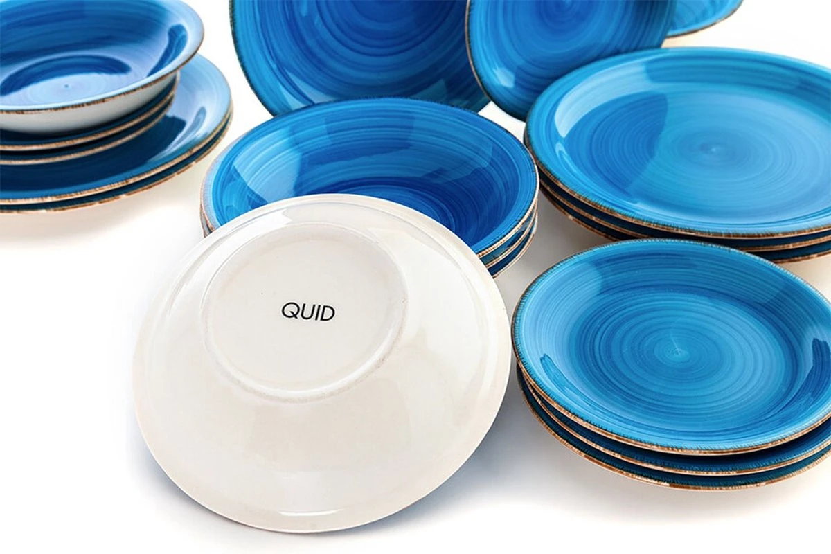 Quid | 18-delige Bordenset | Aardenwerk Bordenset | Vita Azul | Blauw 4 Quid | 18-delige Bordenset | Aardenwerk Bordenset | Vita Azul | Blauw - Image 4