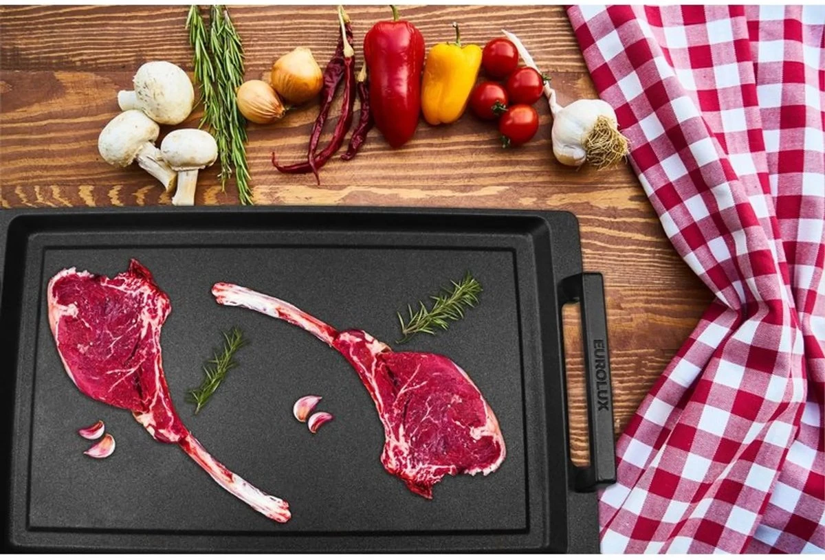 Eurolux Teppanyaki Plaat Met Grepen - 41 X 24 X 2.5 Cm - Zwart - Aluminium - Geschikt Voor Alle Warmtebronnen 8 Eurolux Teppanyaki Plaat Met Grepen - 41 X 24 X 2.5 Cm - Zwart - Aluminium - Geschikt Voor Alle Warmtebronnen - Image 8