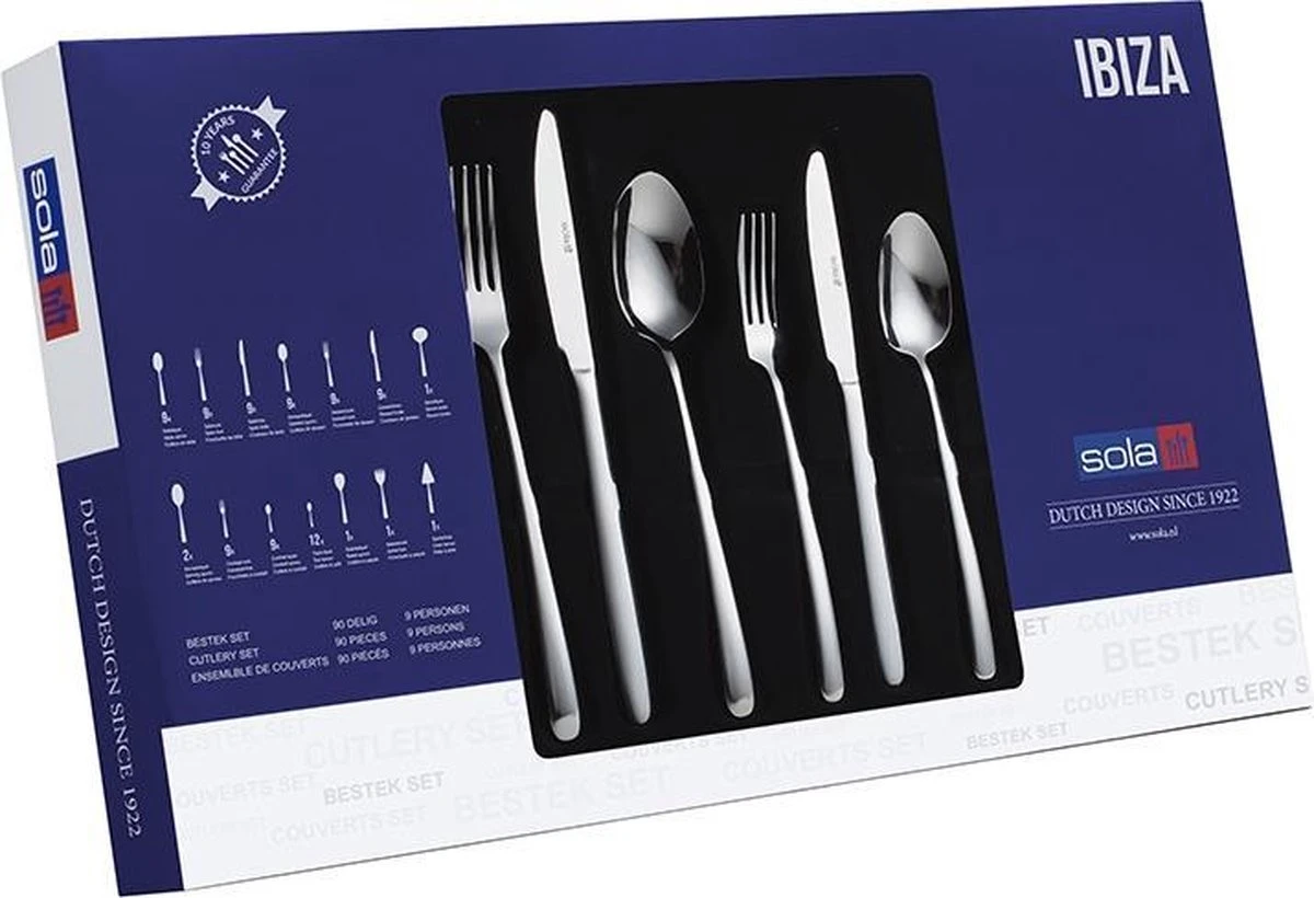 Sola Bestekset Ibiza - Economy - 9 Persoons - 90 Delig - Zilver Chroomstaal 18/0 - RVS 2 Sola Bestekset Ibiza - Economy - 9 Persoons - 90 Delig - Zilver Chroomstaal 18/0 - RVS - Image 2