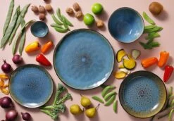 Palmer Serviesset Lotus Stoneware 6-persoons 24-delig Zwart Turquoise -Beste Keuken Serie Winkel 1200x838 2