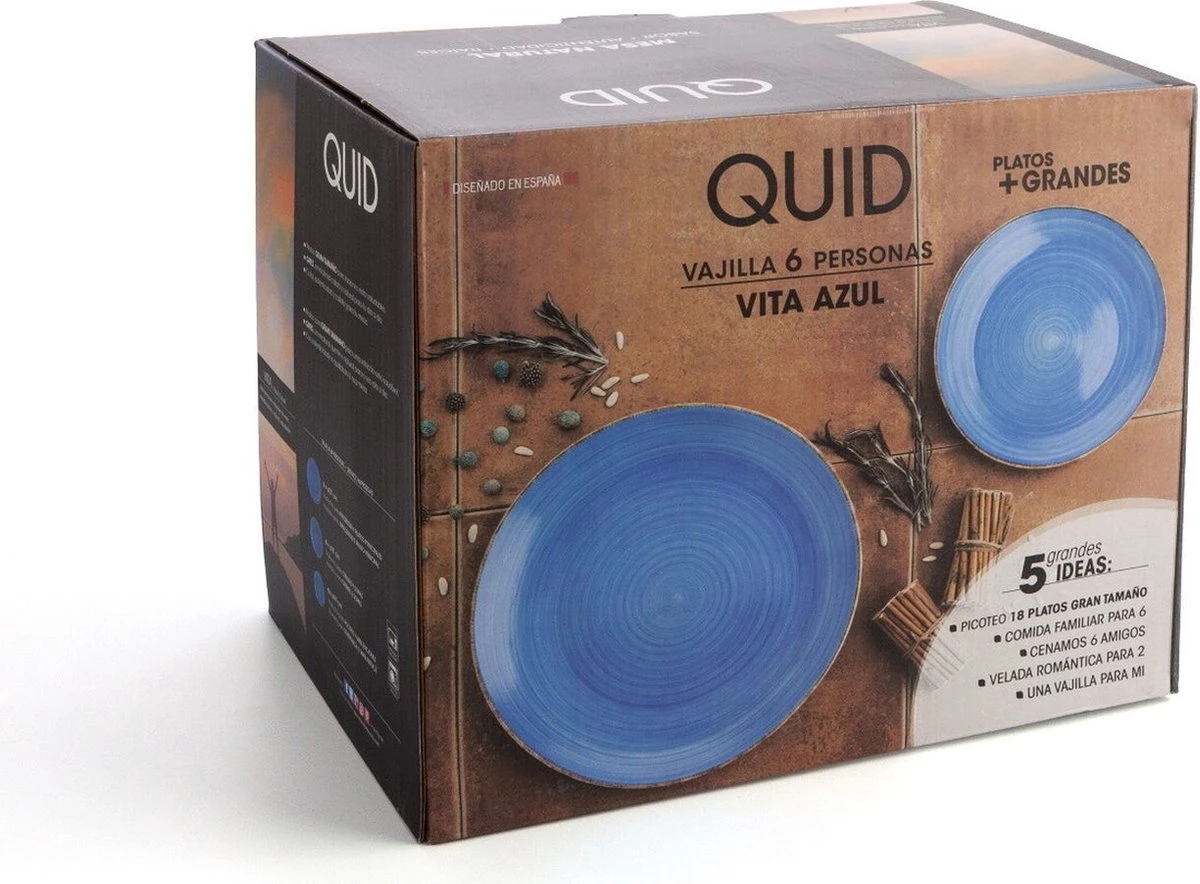 Quid | 18-delige Bordenset | Aardenwerk Bordenset | Vita Azul | Blauw 6 Quid | 18-delige Bordenset | Aardenwerk Bordenset | Vita Azul | Blauw - Image 6