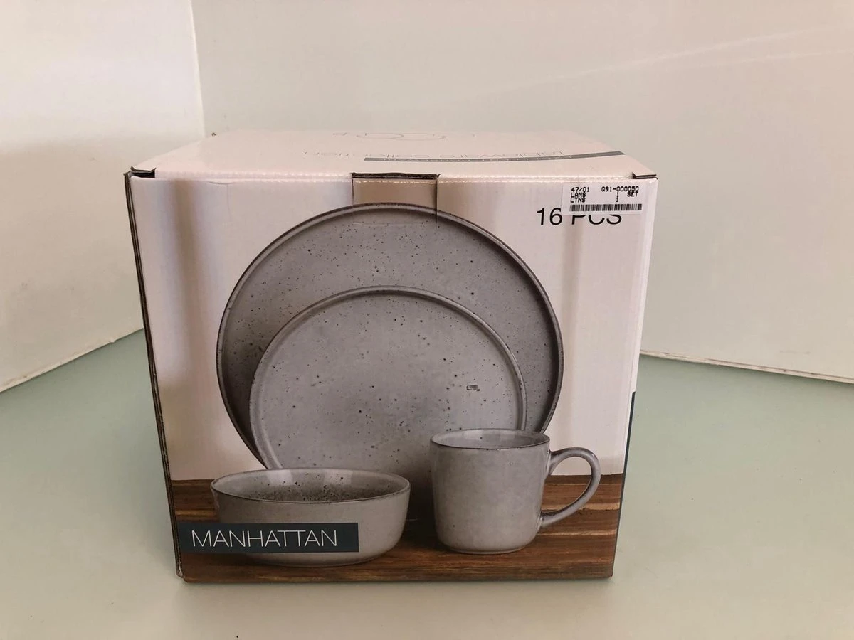 Excellent Serviesset - Servies - 16 Stuks - Aardewerk - Grijs 2 Excellent Serviesset - Servies - 16 Stuks - Aardewerk - Grijs - Image 2