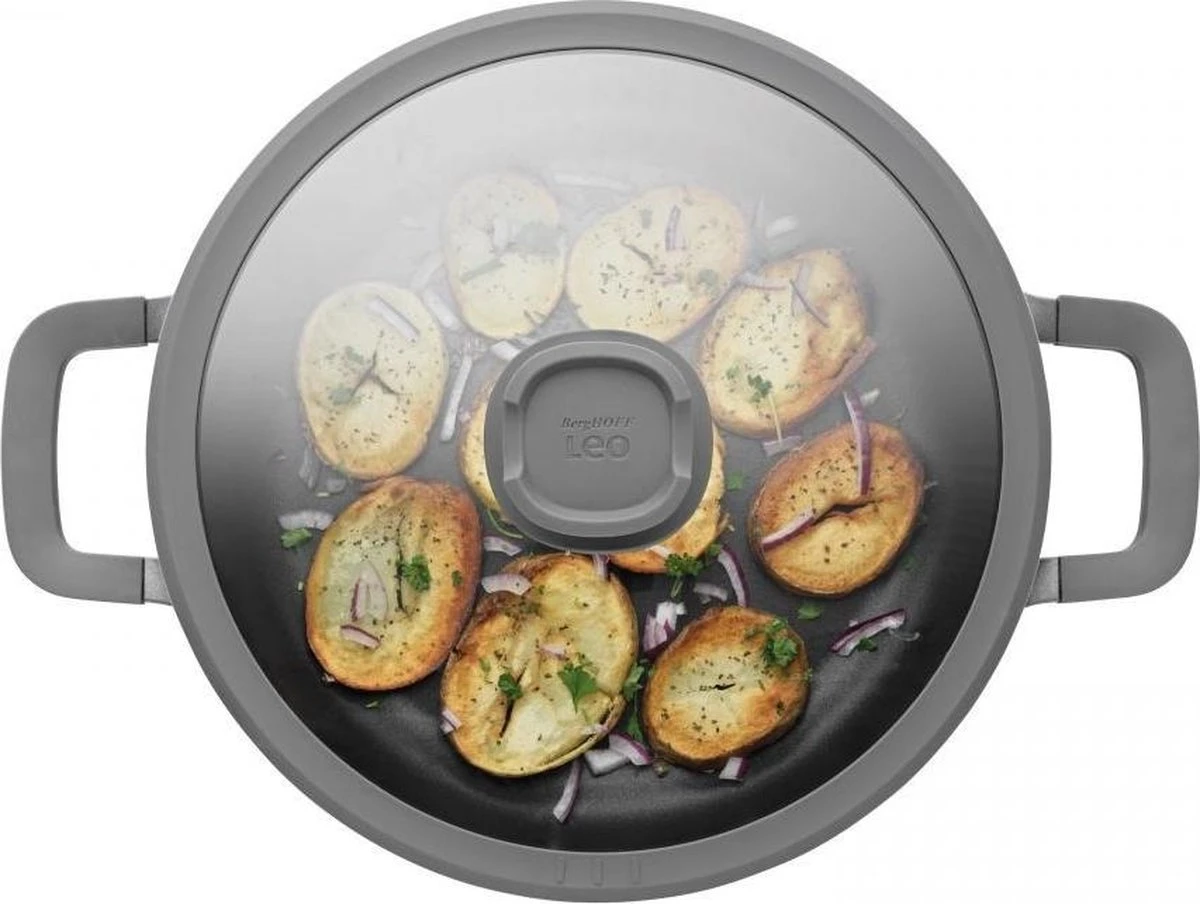 BergHOFF Leo Hapjespan Stone - 28 Cm - Met Glazen Deksel 3 BergHOFF Leo Hapjespan Stone - 28 Cm - Met Glazen Deksel - Image 3