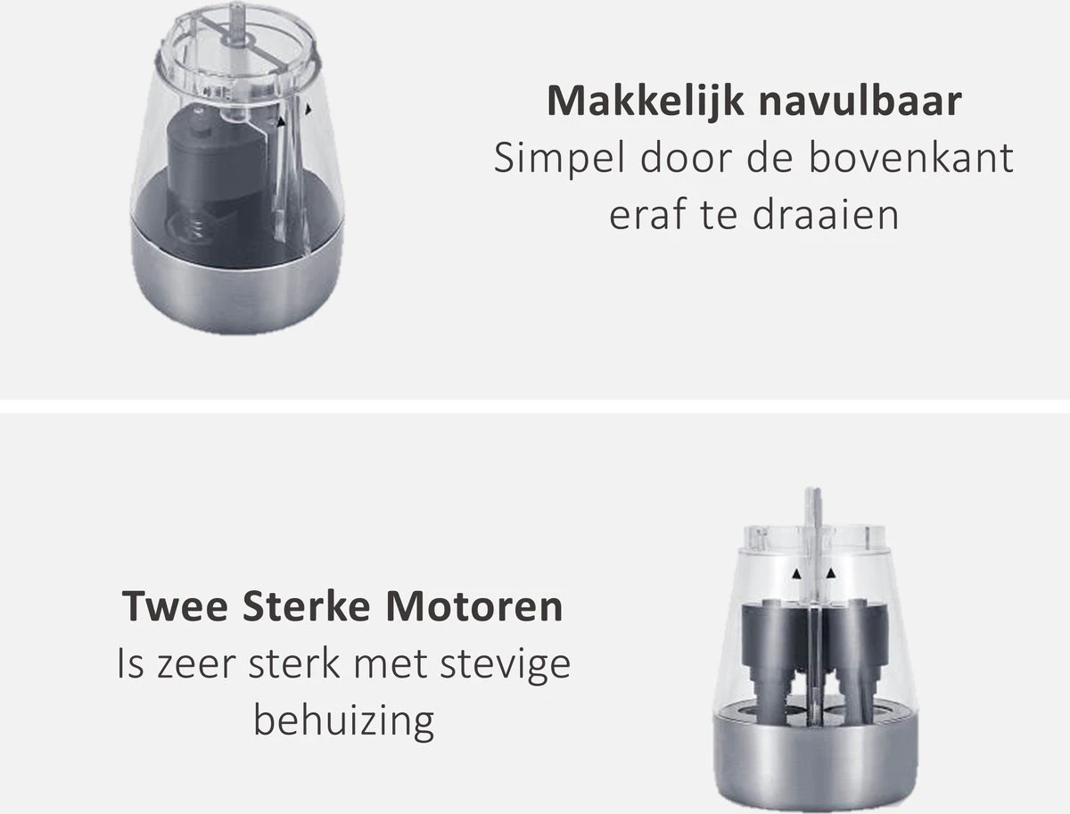 KROMS Peper En Zoutmolen Set - Peper En Zoutmolen Set Elektrisch -2 In 1 - Instelbare Maalgraad - Pepermolen - Zoutmolen - Peper En Zoutmolen Elektrisch 5 KROMS Peper En Zoutmolen Set - Peper En Zoutmolen Set Elektrisch -2 In 1 - Instelbare Maalgraad - Pepermolen - Zoutmolen - Peper En Zoutmolen Elektrisch - Image 5