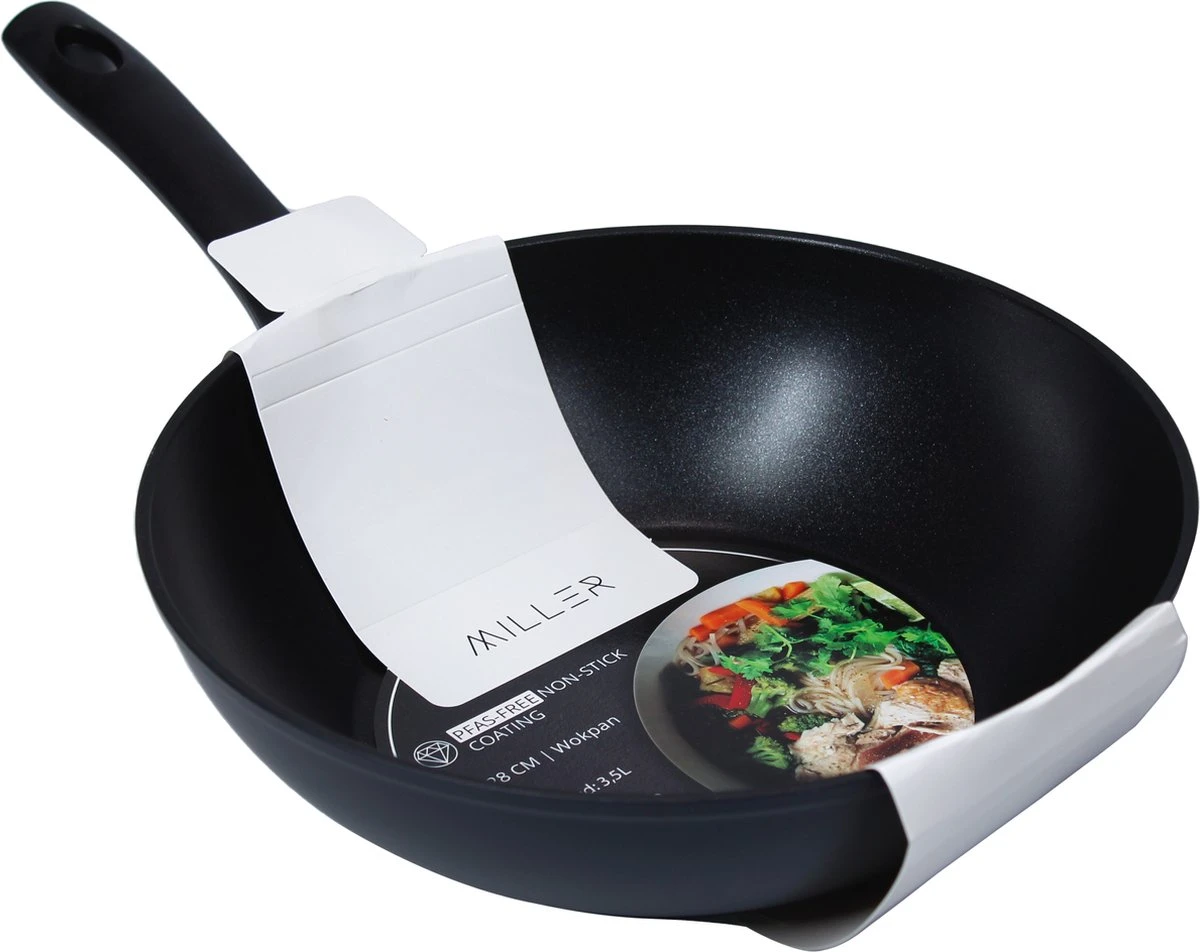 Miller Keramische Wokpan Inductie Ø 28 Cm - Alle Warmtebronnen - Anti Aanbaklaag 1 Miller Keramische Wokpan Inductie Ø 28 Cm - Alle Warmtebronnen - Anti Aanbaklaag