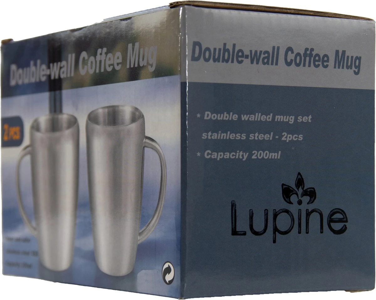 Lupine Beker RVS Dubbelwandig 200ml Lang Warm Set Van 2 Kopjes Mooie Set Bekers Van Roestvrij Staal 6 Lupine Beker RVS Dubbelwandig 200ml Lang Warm Set Van 2 Kopjes Mooie Set Bekers Van Roestvrij Staal - Image 6