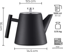 Silberthal - Theepot Met Filter - 1 L - RVS Dubbelwandig - Zwart - Cadeau -Beste Keuken Serie Winkel 1200x986 2