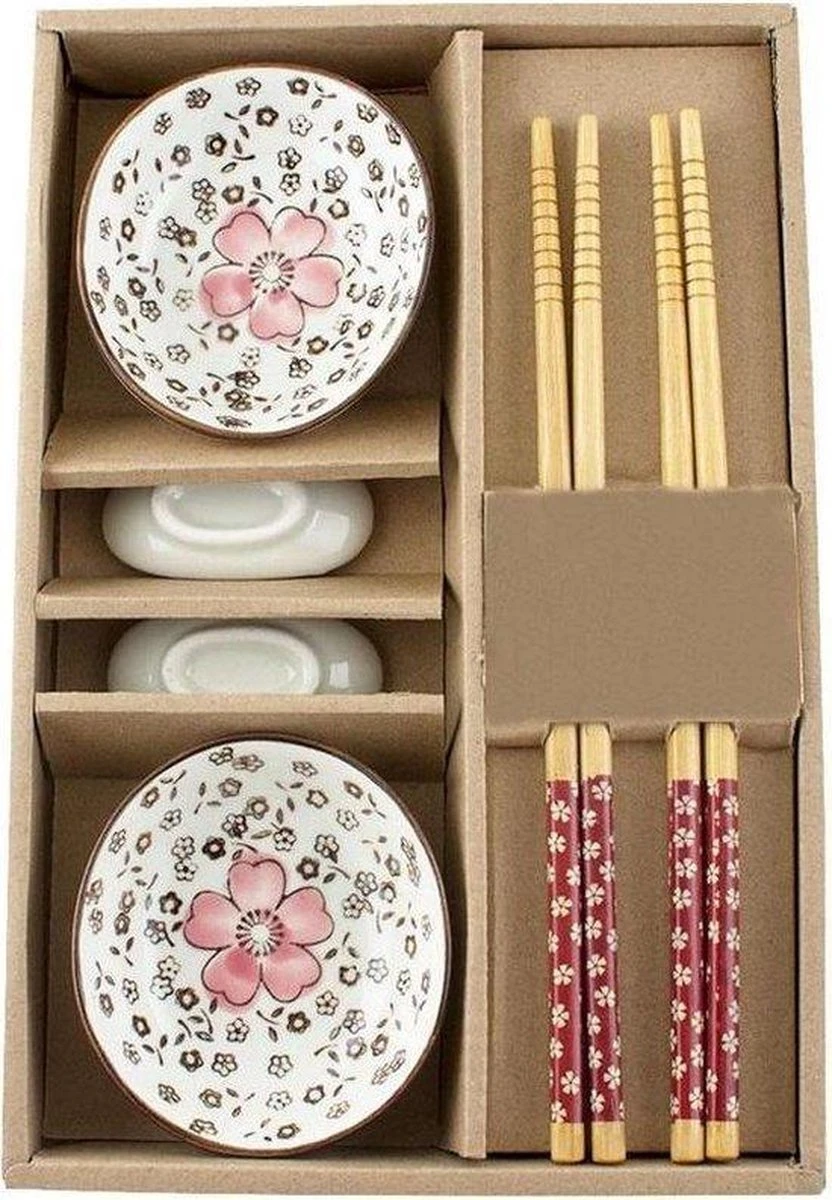 Winkrs | 2 Persoons Japanse Sushi Servies Set (rood) Met Eetstokjes, Kommetjes En Opleggers Voor Stokjes 2 Winkrs | 2 Persoons Japanse Sushi Servies Set (rood) Met Eetstokjes, Kommetjes En Opleggers Voor Stokjes - Image 2