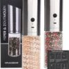 DODANA Premium Peper - & Zoutmolen Elektrisch - 1 Stuk - Pepermolen - Zoutmolen - Oplaadbaar - USB - Elektrische Pepermolen - RVS - Zwaartekracht Functie - LED Lamp - Nl Handleiding - Incl Borsteltje