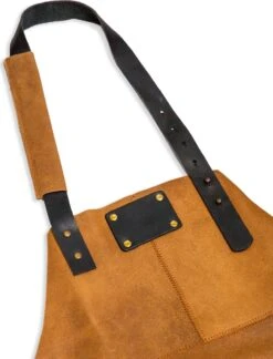 Leren Schort – Soepel Licht Bruin Leer - Barbecueschort - Kokschort - Kookschort – Keukenschort Man – 81 X 56 Cm -Beste Keuken Serie Winkel 915x1200