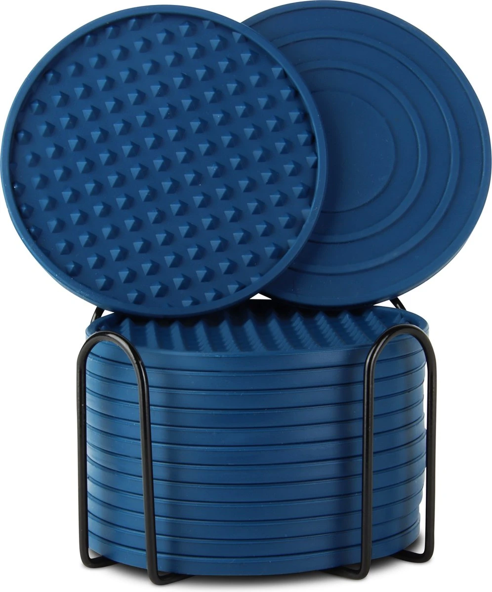 Castagnola Siliconen Onderzetters Met Houder – Onderzetters Voor Glazen – Onderzetters Design – Onderzettersset – Drink Onderzetters – Hoogwaardige Siliconen – Set Van 14 – Blauw 1 Castagnola Siliconen Onderzetters Met Houder – Onderzetters Voor Glazen – Onderzetters Design – Onderzettersset – Drink Onderzetters – Hoogwaardige Siliconen – Set Van 14 – Blauw